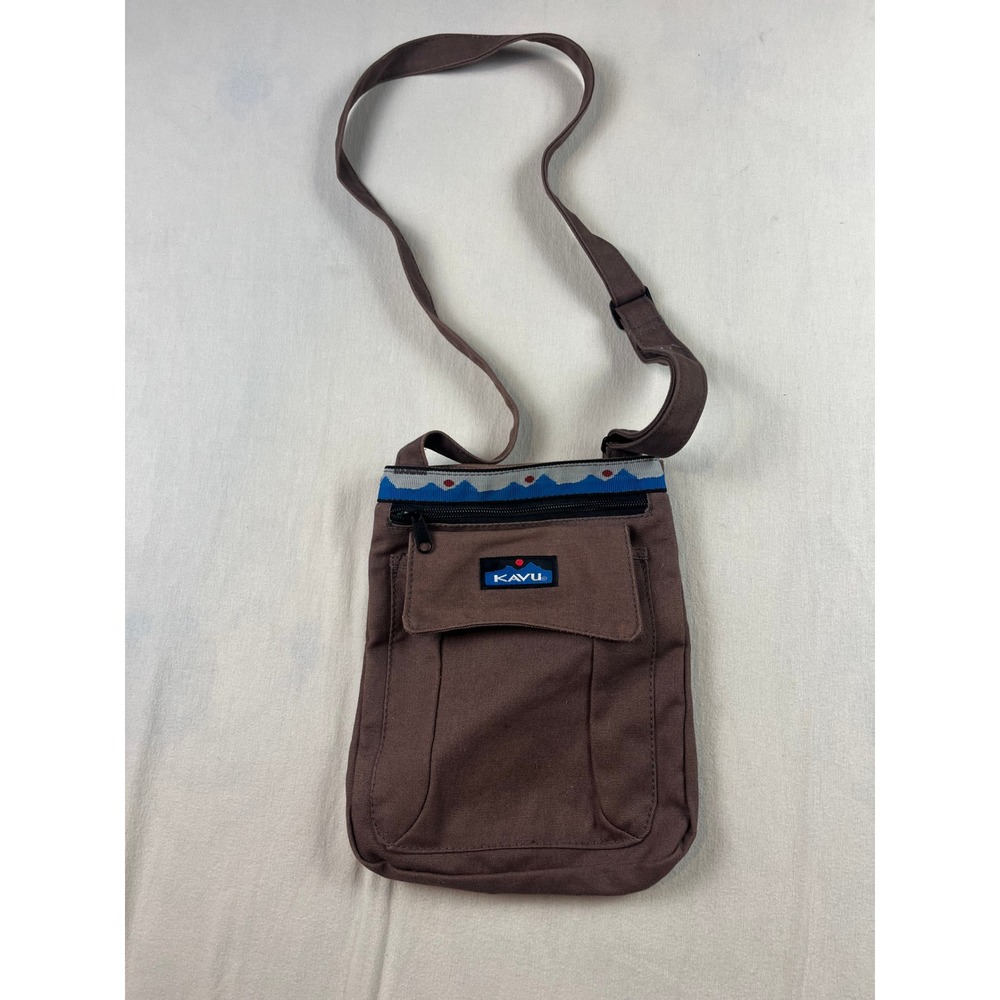 KAVU Keeper Brown Canvas Crossbody Bag Adjustable Strap Travel Purse
